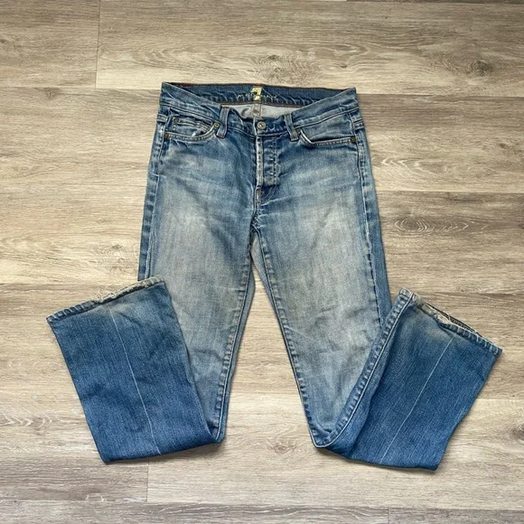 7 For All Mankind Boy Cut Faded Blue Jeans Size 26 - Picture 2 of 12